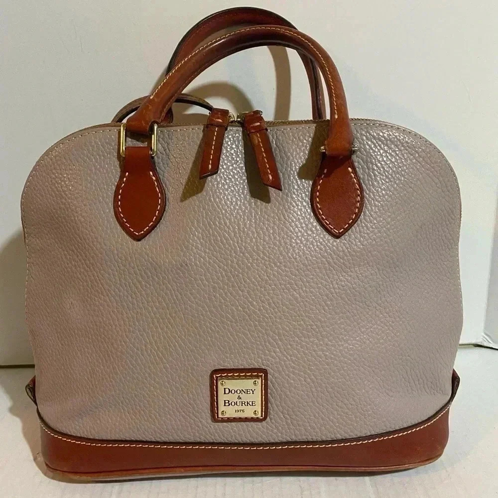 Dooney Bourke vintage grey leather satchel handbag - Picture 6 of 16